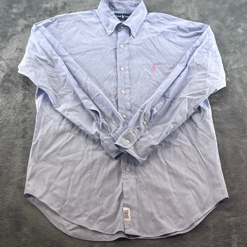 Ralph Lauren Classic Fit Oxford Shirt Light Blue Pink Pony 15 32/33 Mens